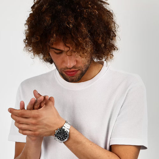 ساعة سيكتور رجاليه كرونوغراف ميناء أسود 45 مم